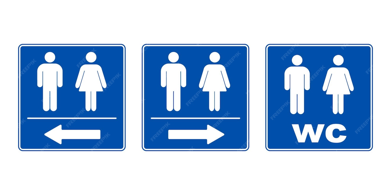 Iconos de hombres y mujeres símbolos de género para baños y lugares