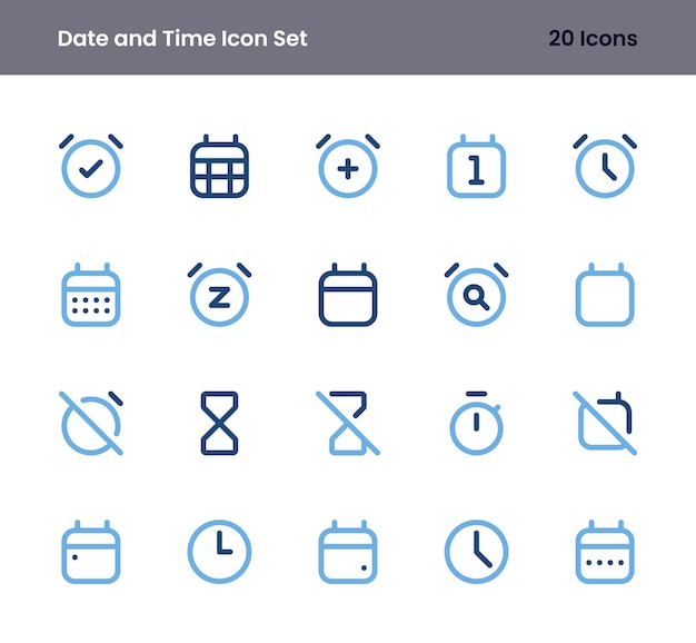 Iconos de hora y fecha establecidos