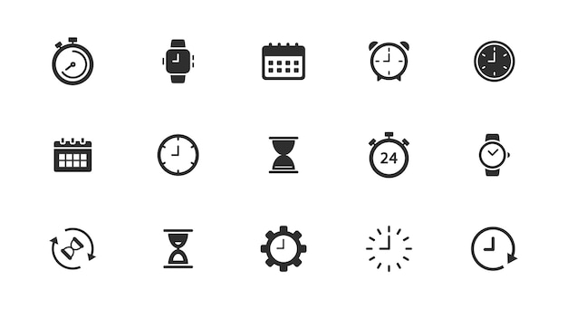 Iconos de hora y reloj establecidos