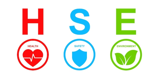 iconos de HSE. Conjunto de vectores de iconos de salud, seguridad y medio ambiente. Trabajo de seguridad estándar. 10 EPS vectoriales.