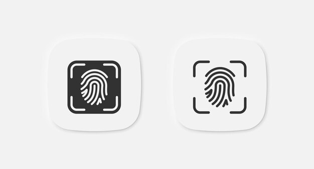 Iconos de huellas dactilares Símbolo de escáner de dedos Signos de identificación biométricos Símbolos de huella pulgar Icons de seguridad Botón de seguridad humana Signo aislado vectorial