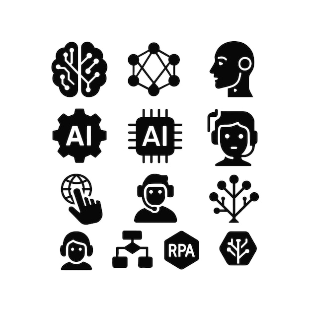 Iconos de IA y aprendizaje automático