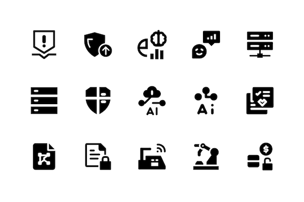Iconos de IA y tecnología para desarrolladores de software