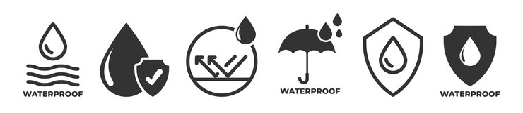 Vector iconos impermeables iconos resistentes al agua para el paquete ilustración vectorial