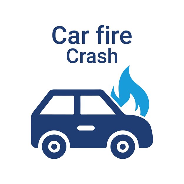 Iconos de incendio de automóviles y accidentes