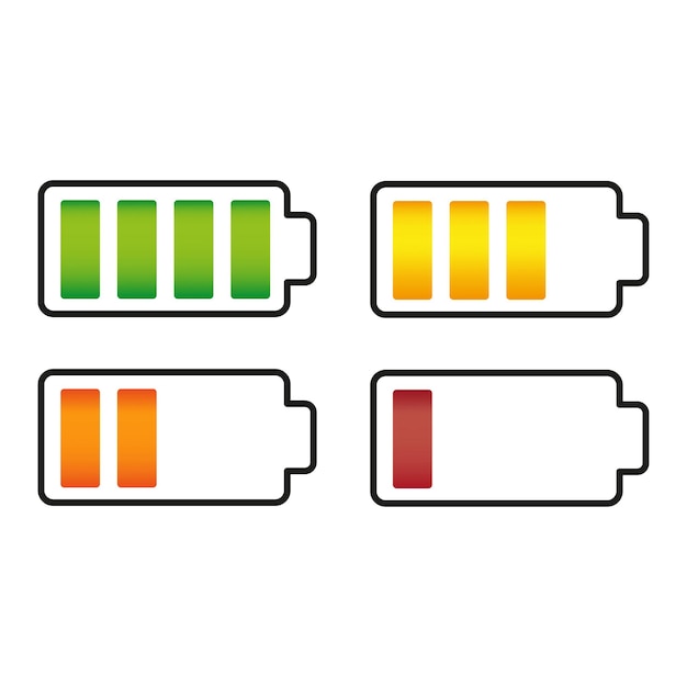 Vector iconos indicadores de carga de la batería colección de colores de energía de carga carga de la batería de alta a baja