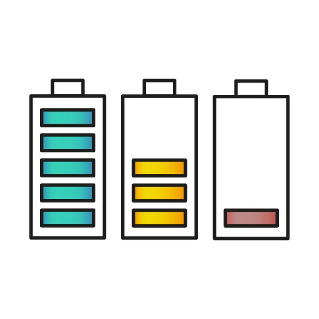 Iconos indicadores de carga de la batería colección de colores de energía de carga Carga de la batería de alta a baja