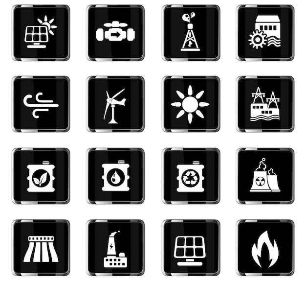 Iconos de la industria de generación de energía para el diseño de la interfaz de usuario