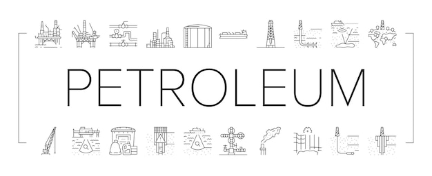 Iconos de la industria petrolera de ingeniero de petróleo establecer vector