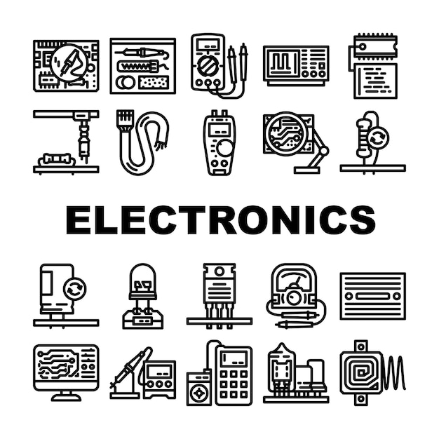 Los iconos de la industria del técnico electrónico establecen el vector