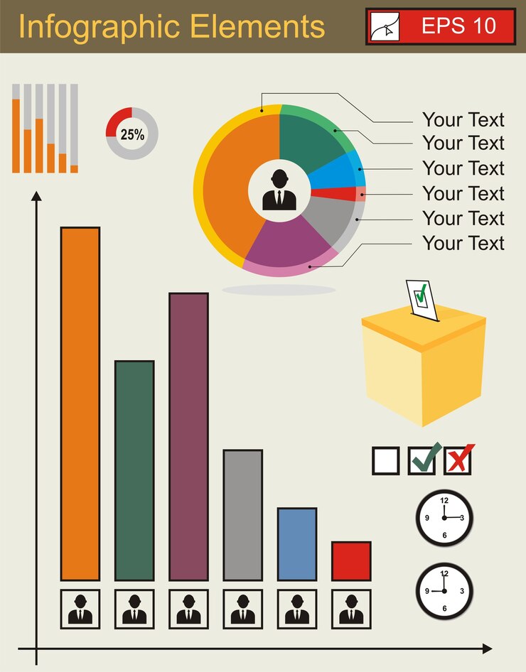 Vector iconos de infografía para informe de elección