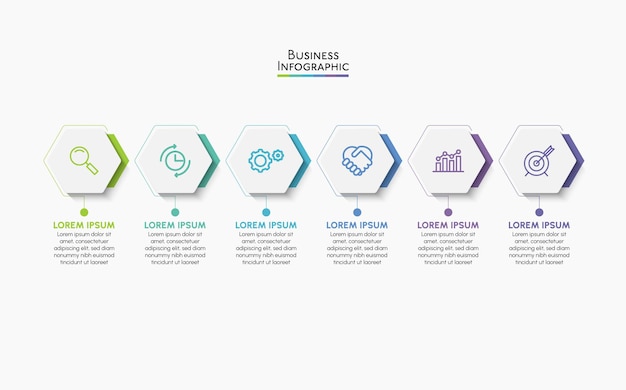 Iconos de infografía de línea de tiempo de visualización de datos comerciales diseñados para plantilla de fondo abstracto