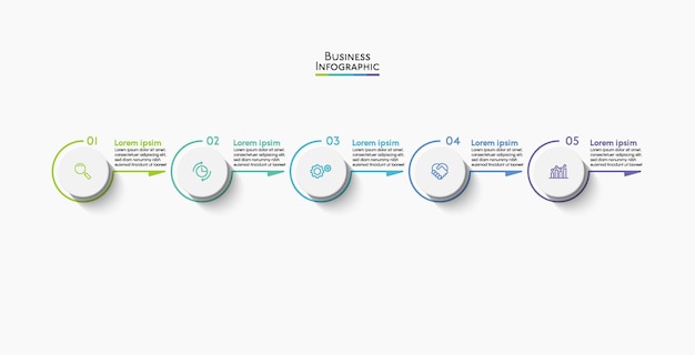 Iconos infográficos de la línea de tiempo de visualización de datos comerciales diseñados para la plantilla de fondo abstracto