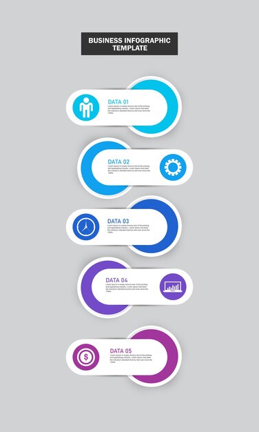 Iconos infográficos de línea de tiempo de visualización de datos empresariales