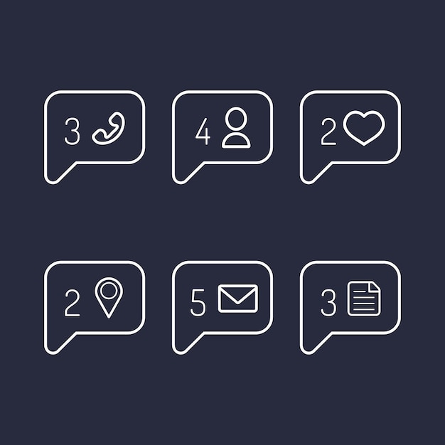 Iconos de información y notificación de vector en estilo plano.