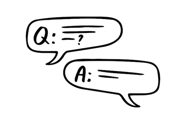 iconos de información sobre información y preguntas respuesta a una pregunta contacto con el soporte dibujado a mano conjunto de iconos de dibujo de esquema línea clipart colección de símbolos