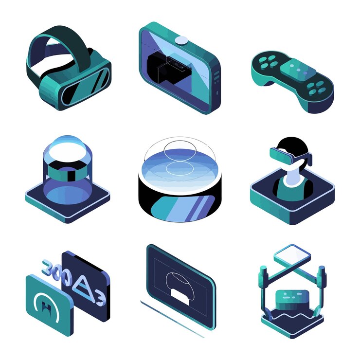 Vector iconos de información vectorial que ilustran la realidad virtual y la realidad mixta icon de auricular de realidad virtual