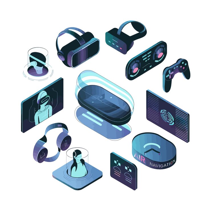 Vector iconos de información vectorial que ilustran la realidad virtual y la realidad mixta icon de auricular de realidad virtual
