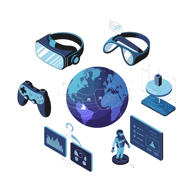 Iconos de información vectorial que ilustran la realidad virtual y la realidad mixta Icon de auricular de realidad virtual