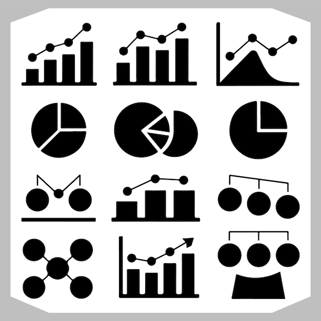 Iconos de informes financieros El conjunto definitivo para gráficos, gráficos y visualización de datos