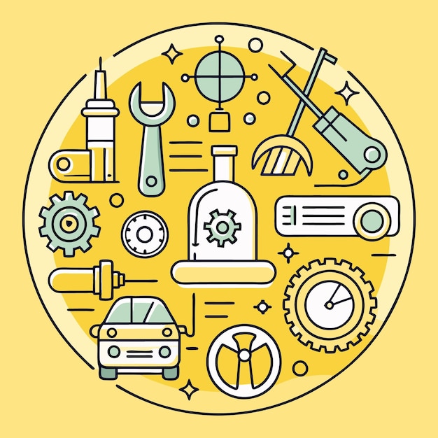 Iconos de ingeniería y construcción Conjunto de iconos de arte de línea para ingeniería, construcción y diseño industrial