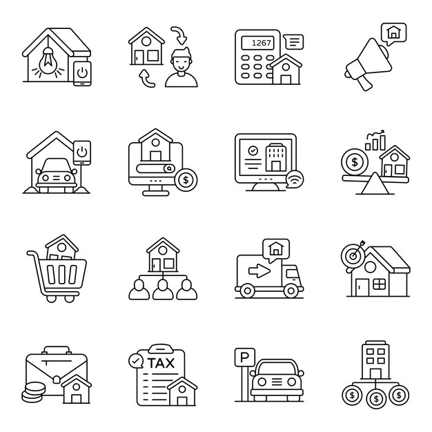 Iconos inmobiliarios y inmobiliarios Compra y venta de viviendas Inversiones y finanzas