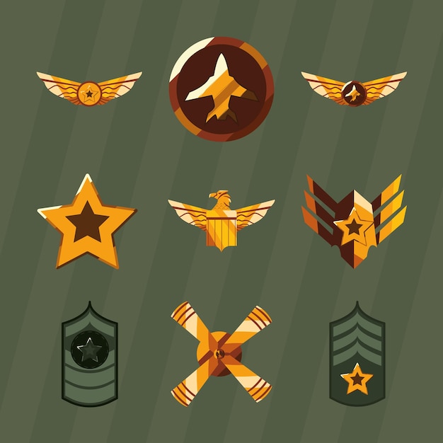 Iconos de insignias de fuerzas militares