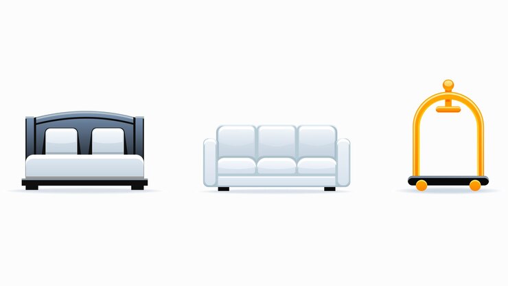 Vector iconos de instalaciones hoteleras con fondo blanco aislado