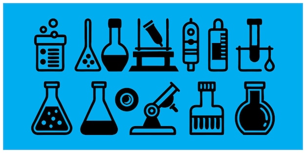 Iconos de instrumentos de laboratorio y científicos