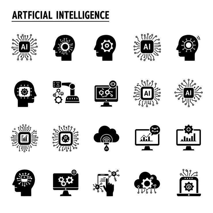 Iconos de inteligencia artificial y aprendizaje automático