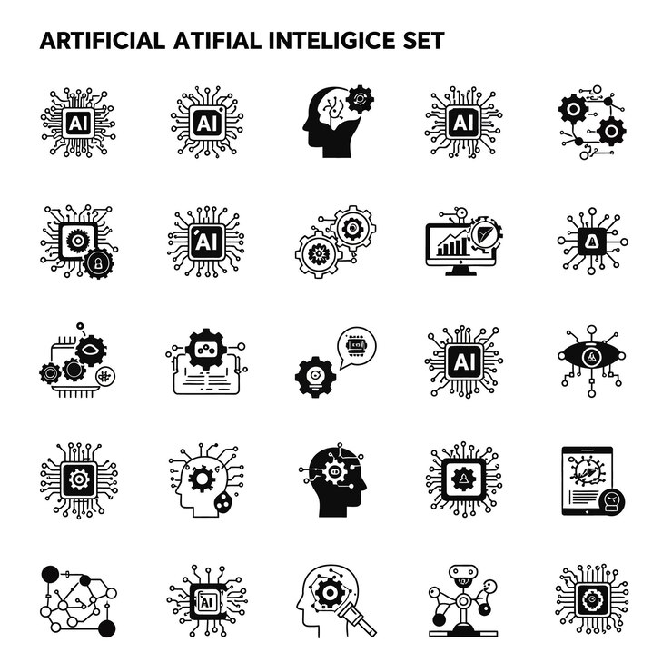 Iconos de inteligencia artificial y aprendizaje automático