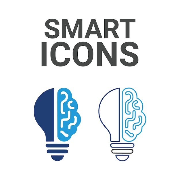 Iconos inteligentes que contienen mente tormenta de ideas neuronas de la cabeza cognición pensamiento inteligencia y