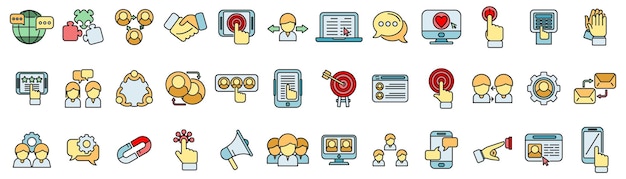 Los iconos de interacción establecen una línea de color vectorial