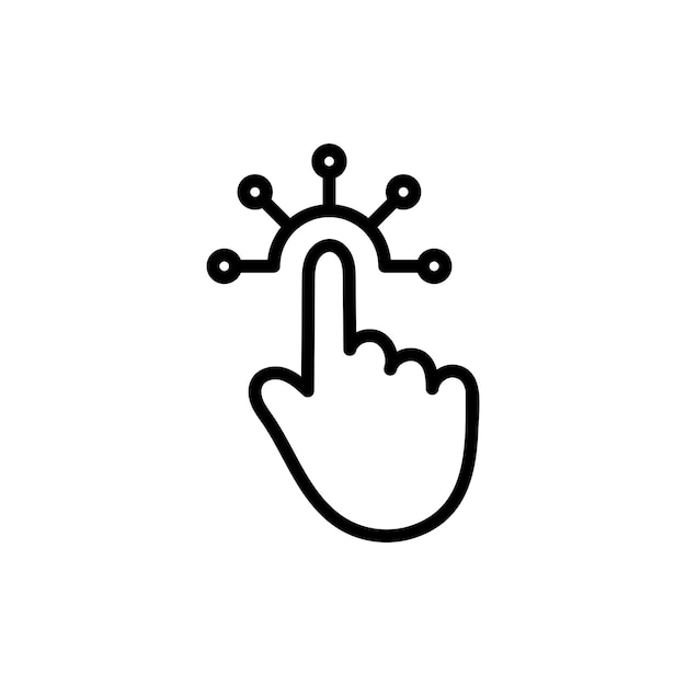 Iconos interactivos conjunto elección variedad símbolo vectorial pantalla táctil función signo pulsar o hacer clic botón toque símbolo de control de dedo en negro relleno y estilo delineado