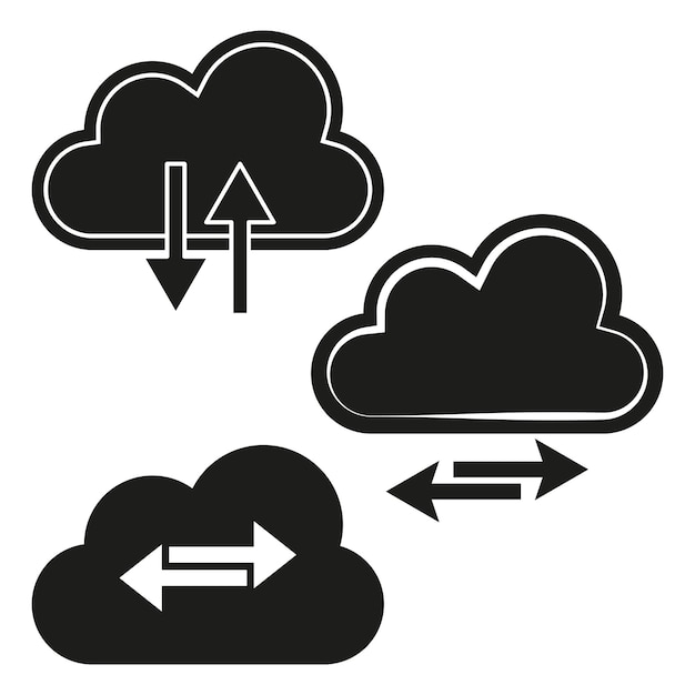 Íconos de intercambio de nubes Símbolo de sincronización de datos Vector de flechas de transferencia Forma de computación de nubes