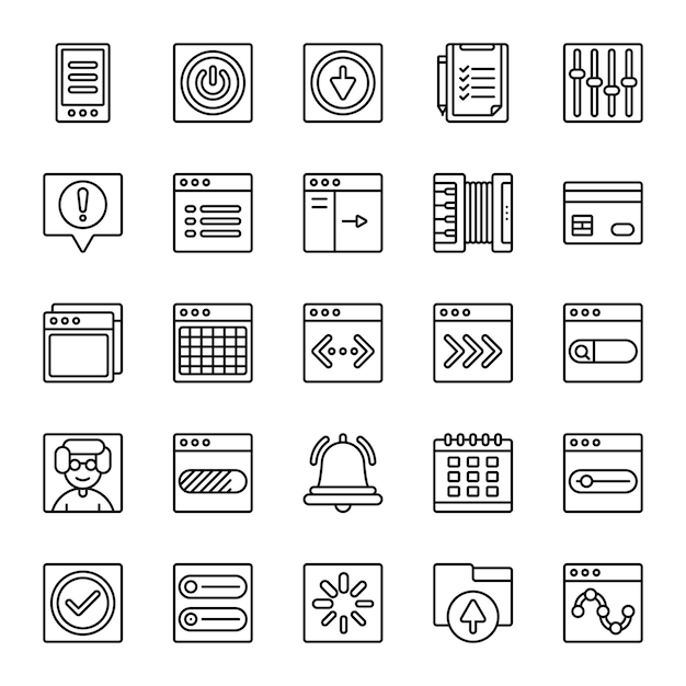Iconos de la interfaz de usuario configurados en estilo de línea