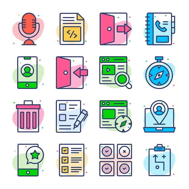 Los iconos de la interfaz de usuario se establecen en vectores personalizables de estilo plano moderno