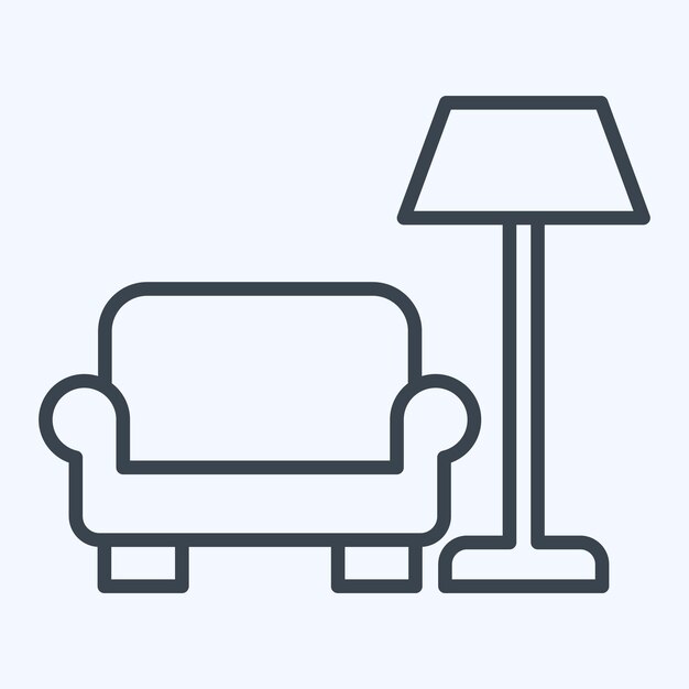 Iconos de interiores relacionados con el estilo de línea de símbolos de fotos e ilustraciones