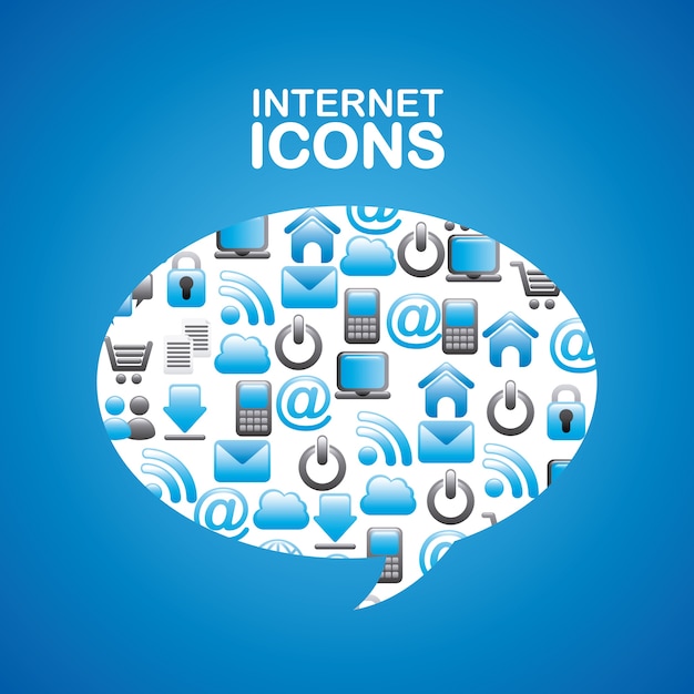 Iconos de internet sobre ilustración de vectores de fondo azul