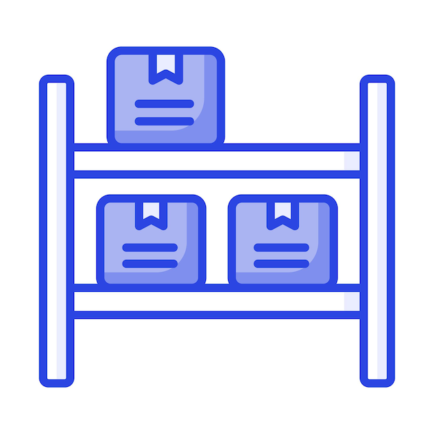 Iconos de inventario de paquetes en estanterías diseño vectorial icono de estantería de almacenamiento