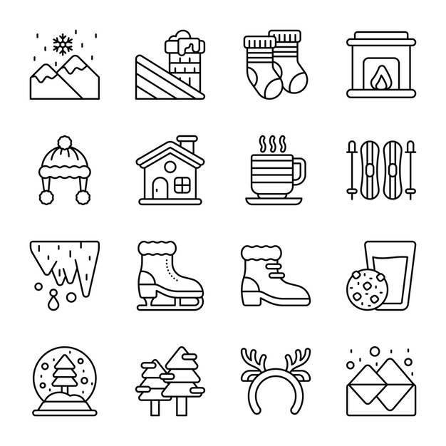 Iconos de invierno para diseños navideños