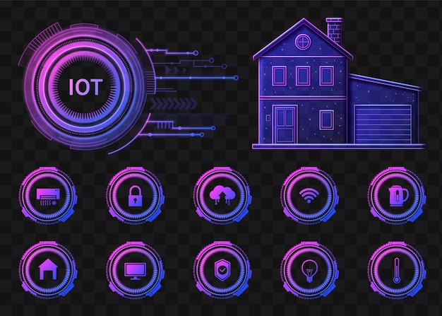 Iconos de IoT en el diseño de gradiente