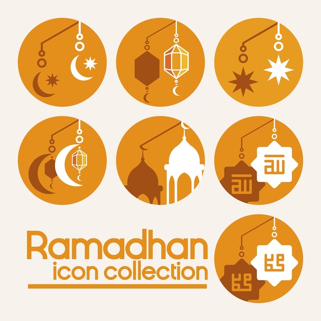 Iconos islámicos de ramadán con colección de paquetes