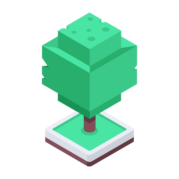Iconos isométricos de árboles de jardín