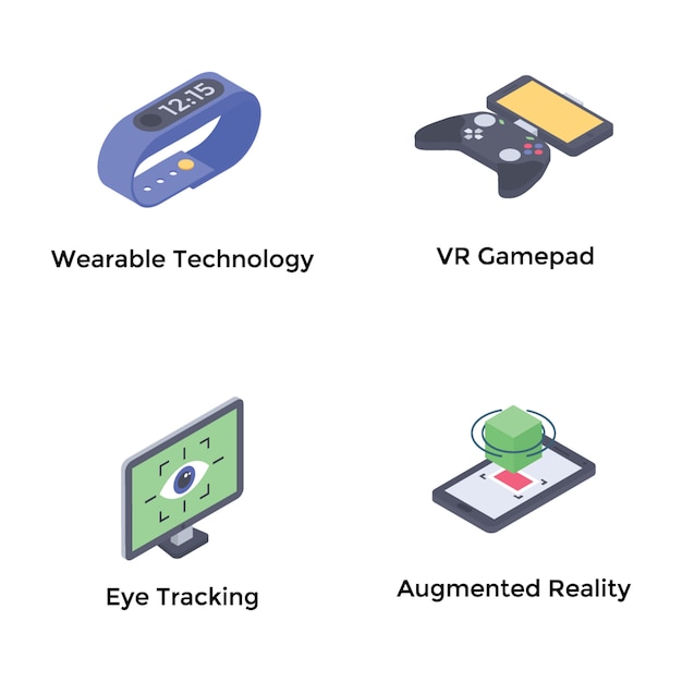 Iconos isométricos de realidad aumentada