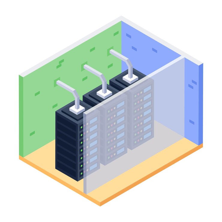 Vector iconos isométricos de los servidores de datos