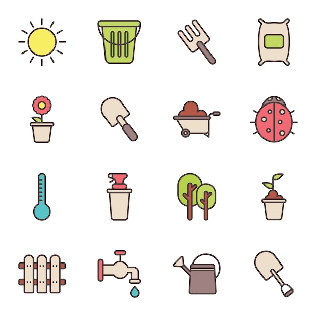 Iconos de jardinería y agricultura