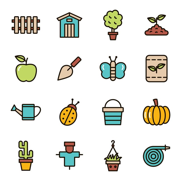 Iconos de jardinería y agricultura