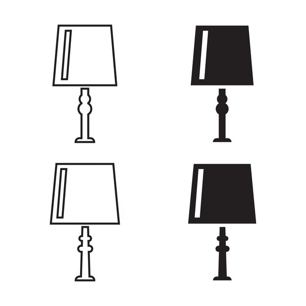 Iconos de lámparas nocturnas vectoriales Conjunto de lámpara de mesa Íconos de la lámpara de estudio Símbolos