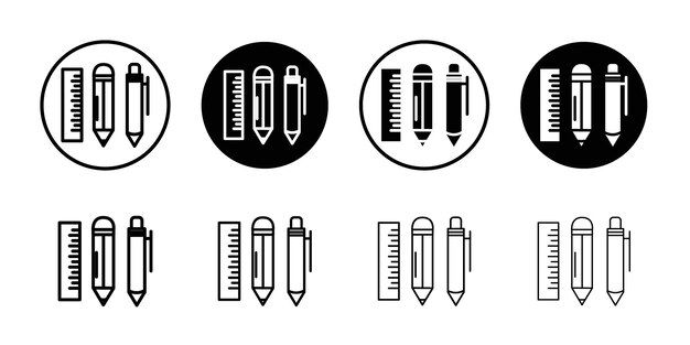 Iconos de lápiz y lápiz de regla El logotipo del vector está colocado en plano